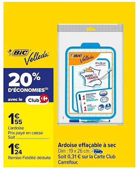Ardoise effaçable à sec BIC Velleda