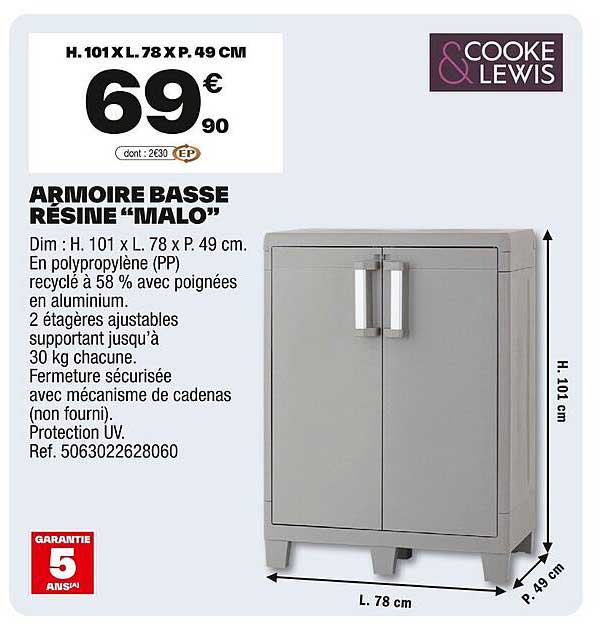 ARMOIRE BASSE RESINE “MALO”