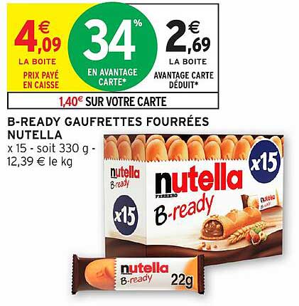 B-READY GAUFRETTES FOURRÉES NUTELLA