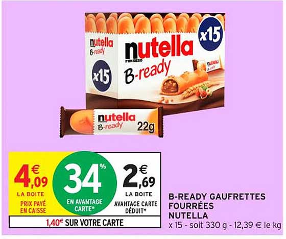 B-READY GAUFRETTES FOURRÉES NUTELLA
