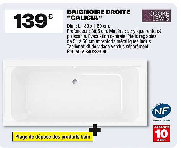 BAIGNOIRE DROITE "CALICIA"