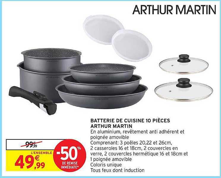 BATTERIE DE CUISINE 10 PIÈCES ARTHUR MARTIN