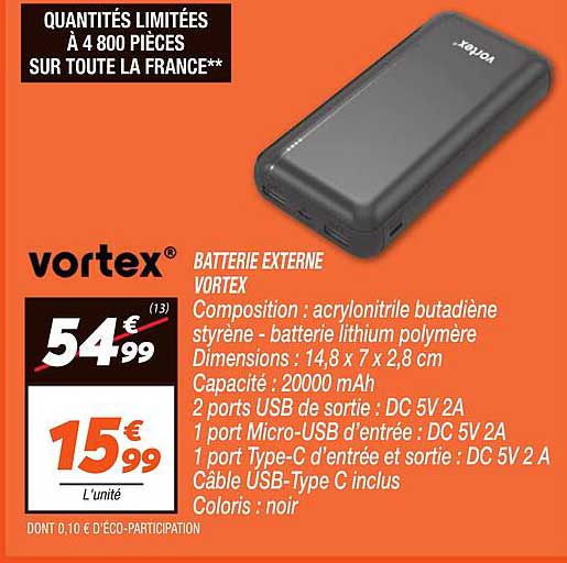 BATTERIE EXTERNE VORTEX