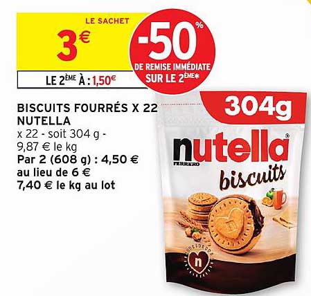 BISCUITS FOURRÉS X 22 NUTELLA