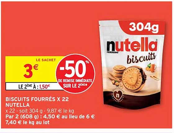 BISCUITS FOURRÉS X 22 NUTELLA