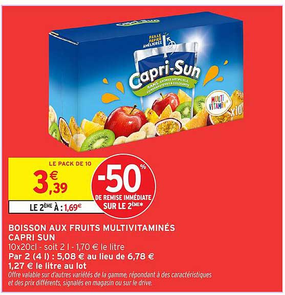 BOISSON AUX FRUITS MULTIVITAMINÉS CAPRI SUN