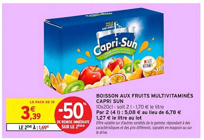 BOISSON AUX FRUITS MULTIVITAMINÉS CAPRI SUN