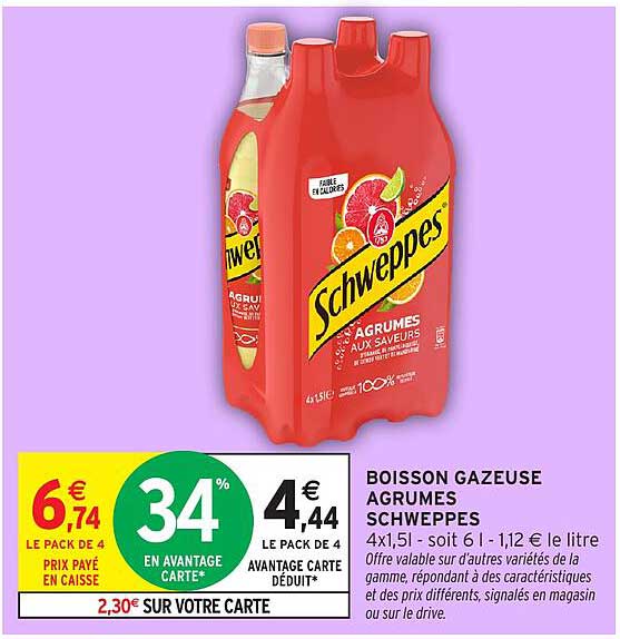 BOISSON GAZEUSE AGRUMES SCHWEPPES