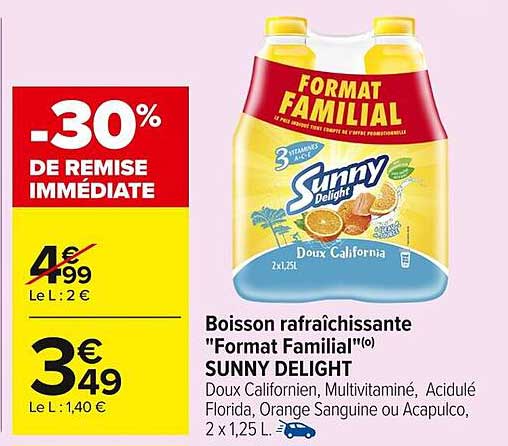 Boisson rafraîchissante "Format Familial"(o) SUNNY DELIGHT