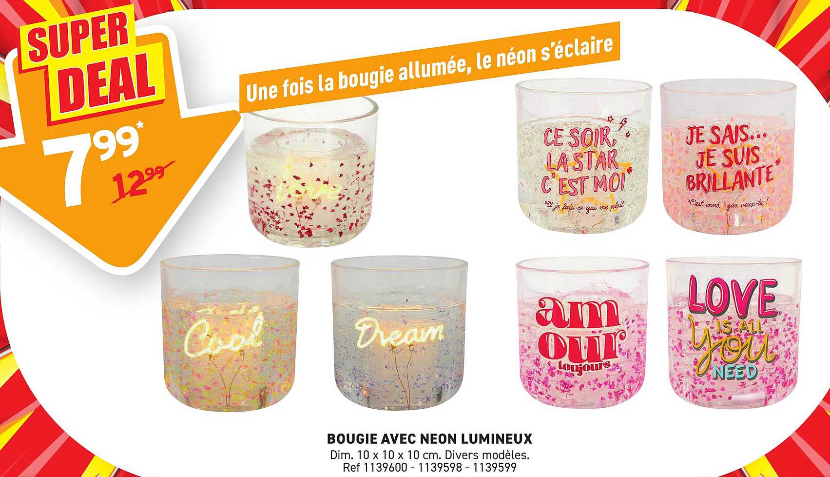 BOUGIE AVEC NEON LUMINEUX