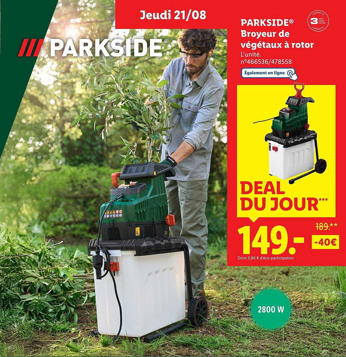 BROYEUR DE VÉGÉTAUX À ROTOR PARKSIDE