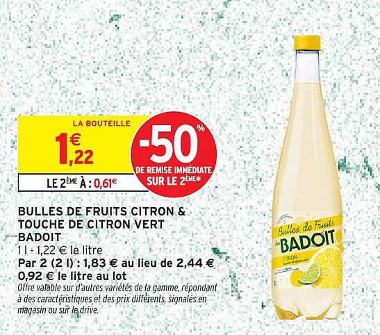 BULLES DE FRUITS CITRON & TOUCHE DE CITRON VERT BADEOIT