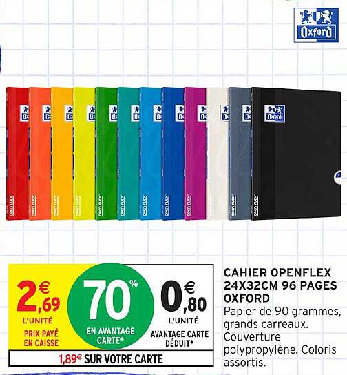CAHIER OPENFLEX 24X32CM 96 PAGES OXFORD