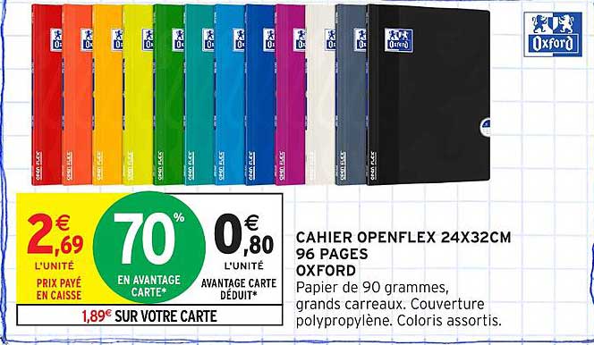CAHIER OPENFLEX 24X32CM 96 PAGES OXFORD