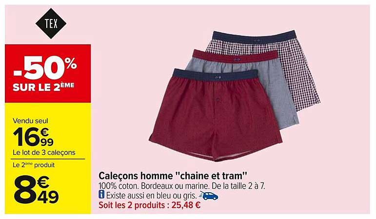 Caleçons homme "chaîne et tram"