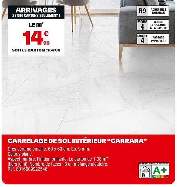 CARRELAGE DE SOL INTÉRIEUR “CARRARA”