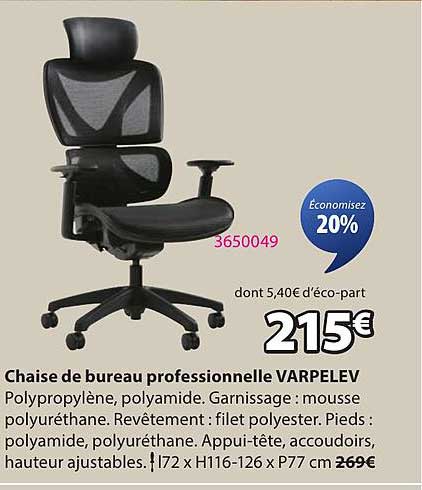 Chaise de bureau professionnelle VARPELEV