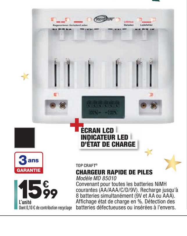 CHARGEUR RAPIDE DE PILES Modèle MD 85010