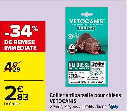 Collier antiparasite pour chiens VETOCANIS