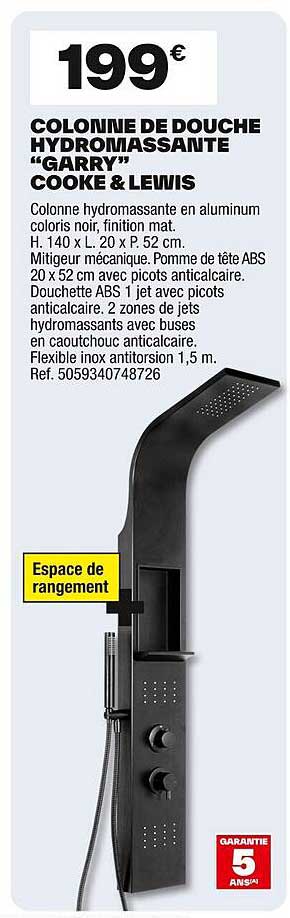 COLONNE DE DOUCHE HYDROMASSANTE “GARRY”