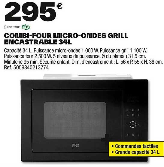 COMBI-FOUR MICRO-ONDES GRILL ENCASTRABLE 34L