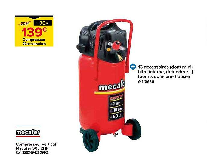 Compresseur vertical Mecafer 50L 2HP
