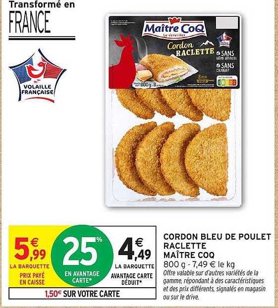 CORDON BLEU DE POULET RACLETTE MAÎTRE COQ