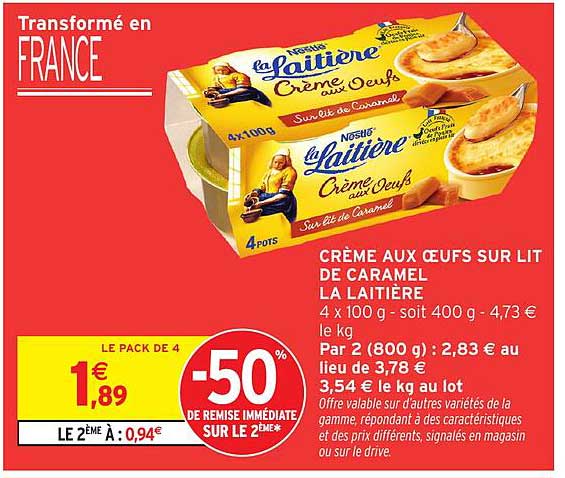 CRÈME AUX ŒUFS SUR LIT DE CARAMEL LA LAITIÈRE