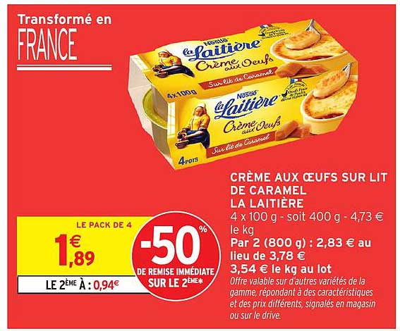 CRÈME AUX ŒUFS SUR LIT DE CARAMEL LA LAITIÈRE