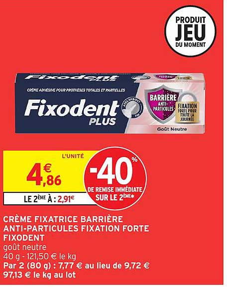 CRÈME FIXATRICE BARRIÈRE ANTI-PARTICULES FIXATION FORTE FIXODENT