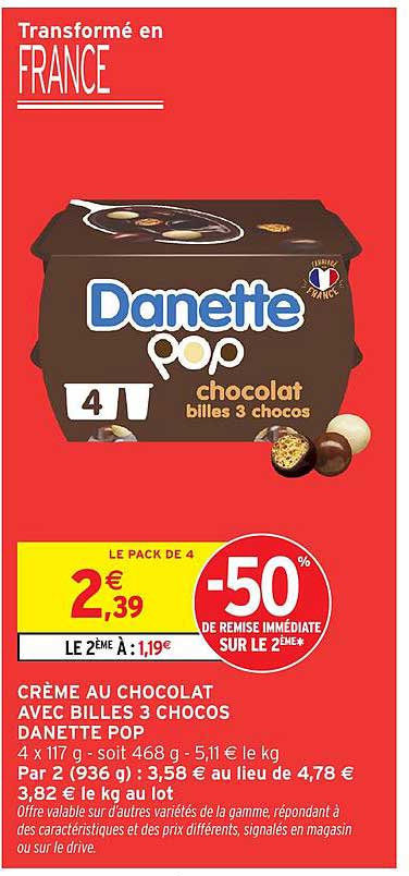 Danette Pop chocolat billes 3 chocos
