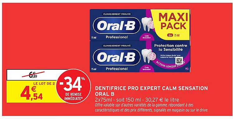 DENTIFRICE PRO EXPERT CALM SENSATION ORAL B