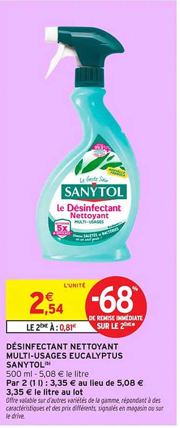 DÉSINFECTANT NETTOYANT MULTI-USAGES EUCALYPTUS SANYTOL