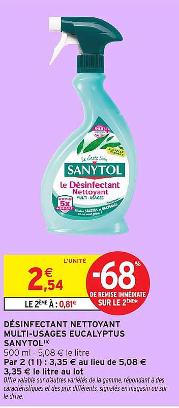 DÉSINFEKTANT NETTOYANT MULTI-USAGES EUCALYPTUS SANYTOL
