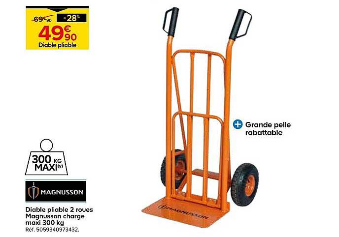 Diable pliable 2 roues Magnusson charge maxi 300 kg