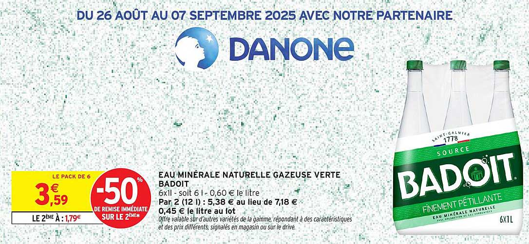 EAU MINÉRALE NATURELLE GAZEUSE VERTE BADOIT