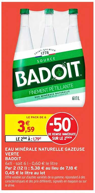 EAU MINÉRALE NATURELLE GAZEUSE VERTE BADOIT