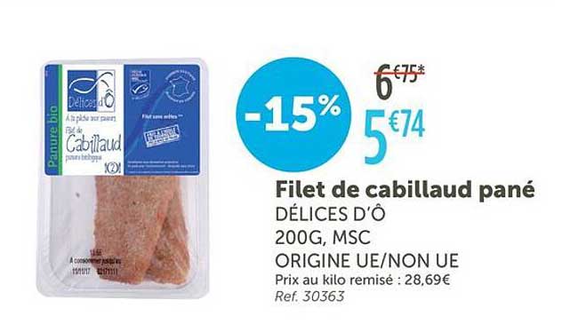 Filet de cabillaud pané
