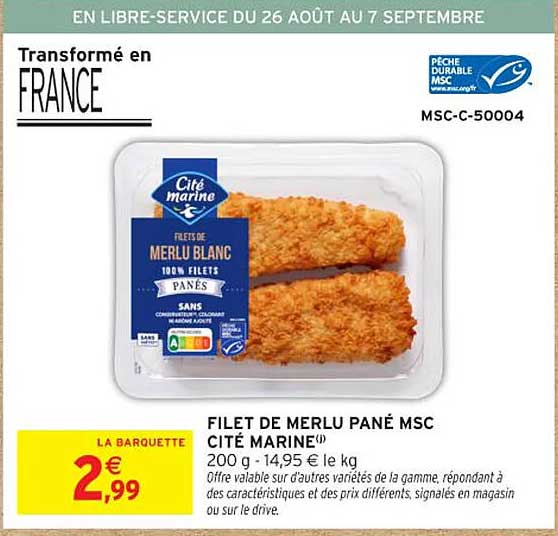 FILET DE MERLU PANÉ MSC CITÉ MARINE