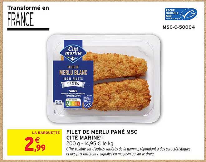 FILET DE MERLU PANÉ MSC CITÉ MARINE