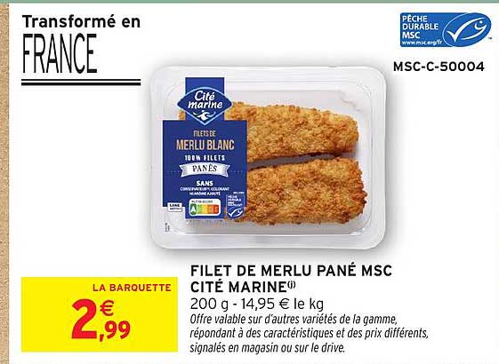 FILET DE MERLU PANÉ MSC CITÉ MARINE