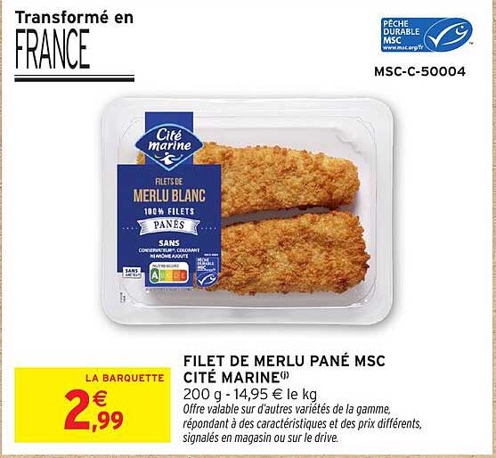 FILET DE MERLU PANÉ MSC CITE MARINE