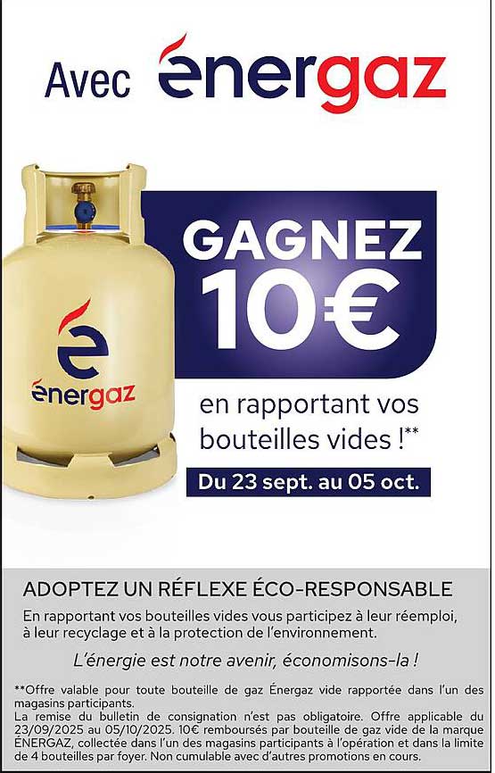 GAGNEZ 10 € en rapportant vos bouteilles vides !