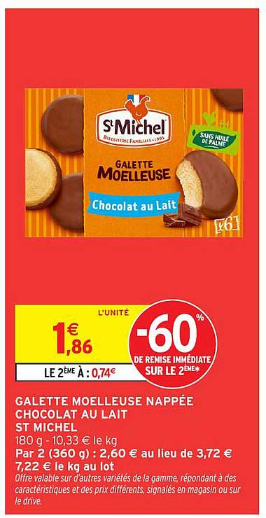 GALETTE MOELLEUSE NAPPÉE CHOCOLAT AU LAIT ST MICHEL