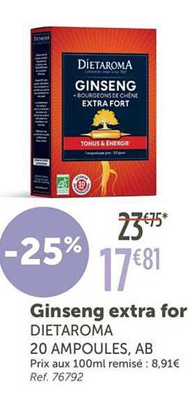Ginseng extra fort DIETAROMA 20 AMPOULES, AB