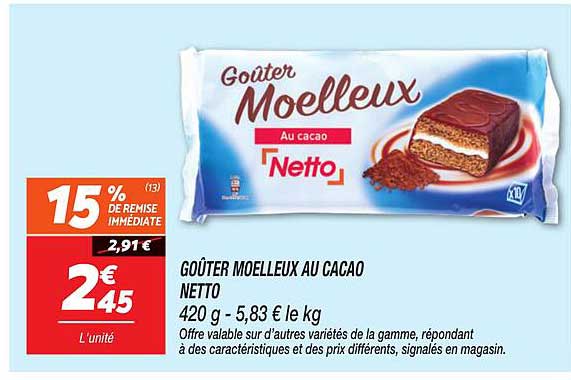 GOÛTER MOELLEUX AU CACAO NETTO