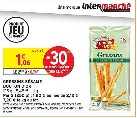 Gressins Sésame Bouton d'Or