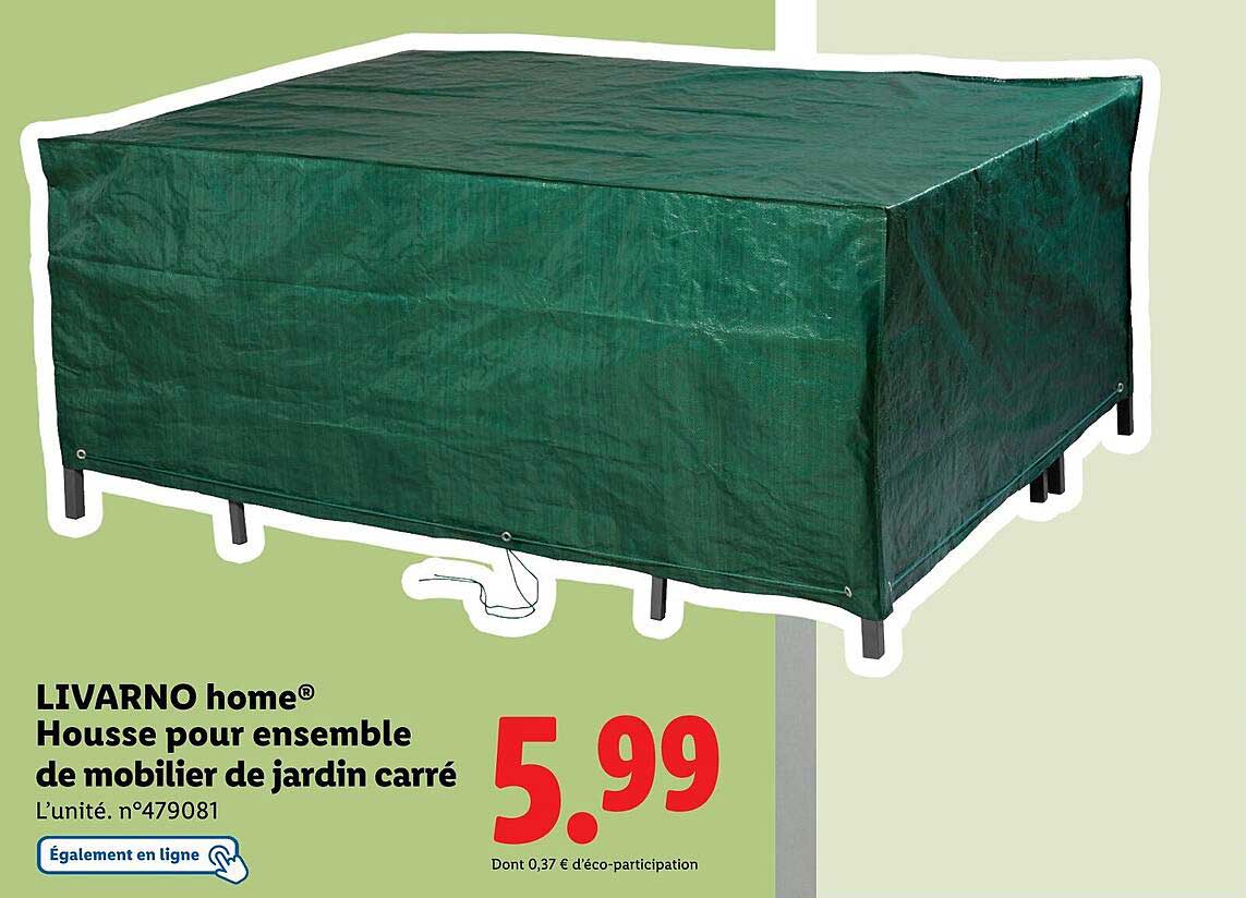 Housse pour ensemble de mobilier de jardin carré