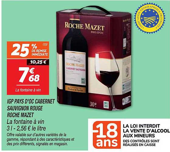 IGP PAYS D'OC CABERNET SAUVIGNON ROUGE ROCHE MAZET