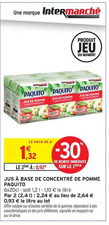 JUS À BASE DE CONCENTRÉ DE POMME PAQUITO